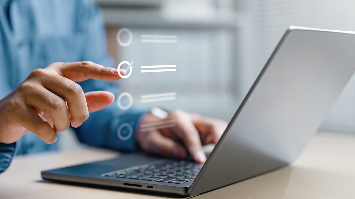 Checklist business report concept, check mark opinion, tick checkbox survey, confirming documents